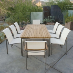 Kingsley Bate Tivoli Stainless Steel and Teak Dining Set for 8 - KB-TIVOLI-SET2