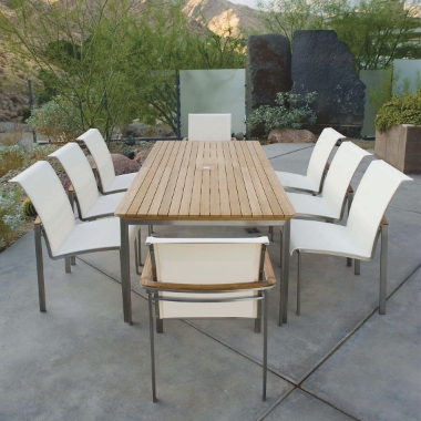 Kingsley Bate Tivoli Stainless Steel and Teak Dining Set for 8 - KB-TIVOLI-SET2