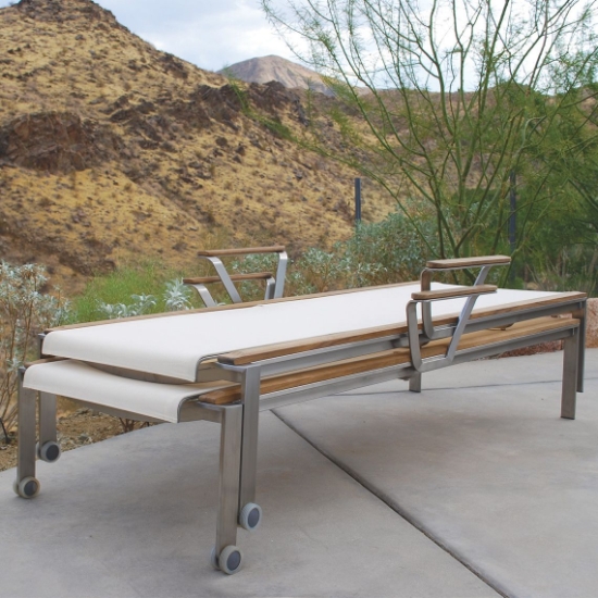 Kingsley Bate Tivoli Stacking Adjustable Chaise Loungers with Wheels stacked