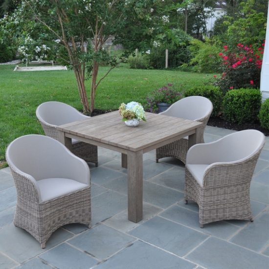 Tuscany 44" Square Dining Table in Vintage Teak set