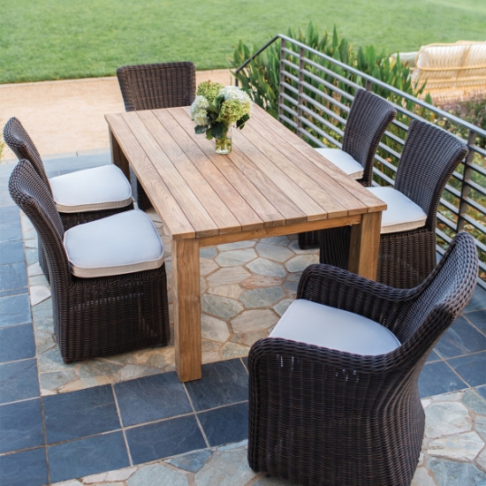 Tuscany 73" x 39.5" Rectangle Dining Table in Teak set