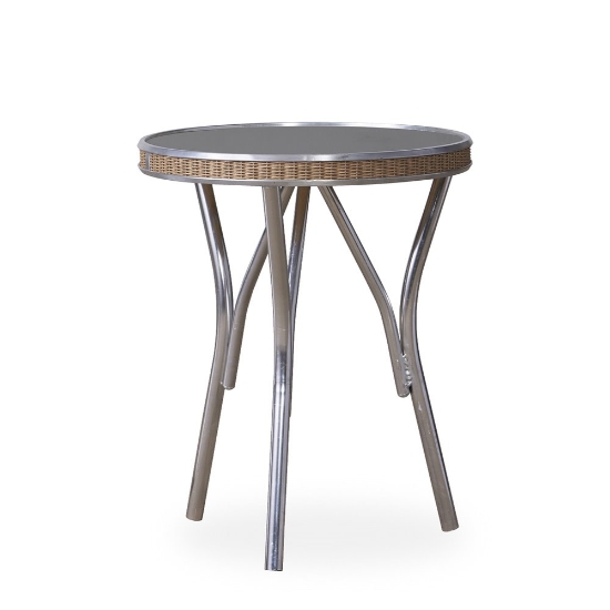 Lloyd Flanders All Seasons 18.75" Round End Table with Charcoal Glass - 124343