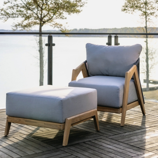 Lloyd Flanders Alpine Teak Lounge Chair and Ottoman Set - LF-ALPINE-SET6