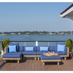 Lloyd Flanders  Catalina Wicker and Teak Sectional Sofa - LF-CATALINA-SET8
