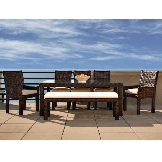 Contempo Woven Vinyl Wicker Dining Arm Chair - 38001