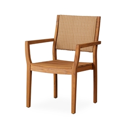 Lloyd Flanders Teak Dining Arm Chair with Loom Back - 286201