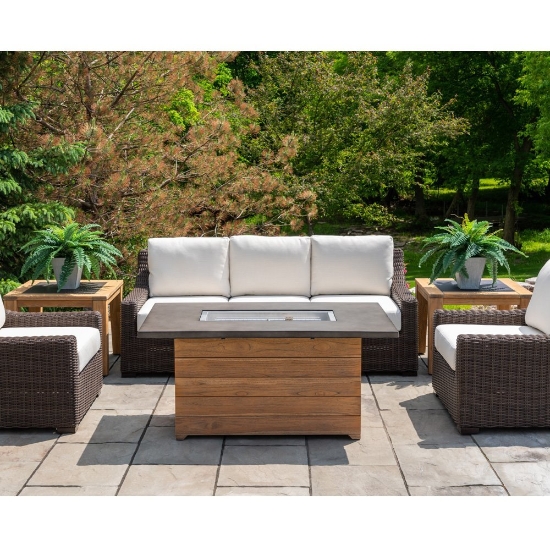 Teak outdoor fire table