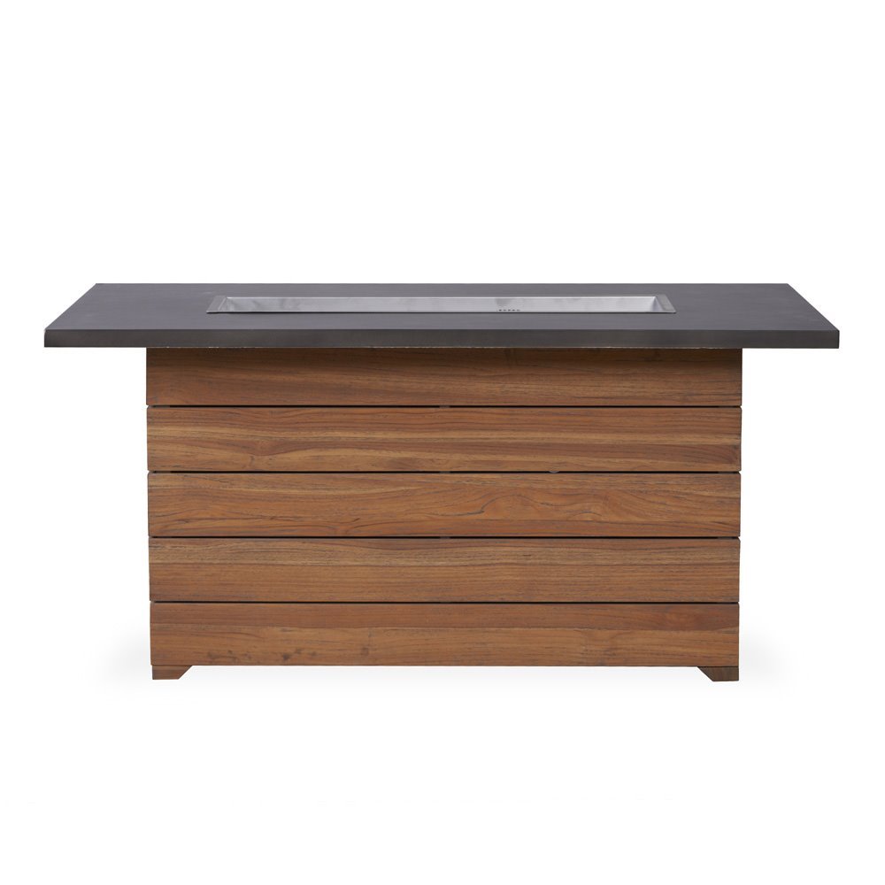 Lloyd Flanders Teak 52" Rectangle Fire Table with Faux Concrete Top - 286098