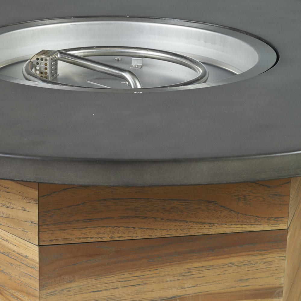 teak base fire table