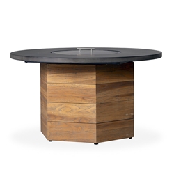 Lloyd Flanders Teak 48" Round Fire Table with Faux Concrete Top - 286099