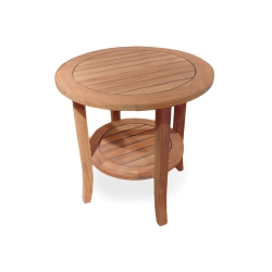 Lloyd Flanders 24 inch Round Teak Tapered Leg End Table - 286424