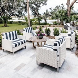 Lloyd Flanders Elements Loomed Wicker Lounge Chair Set with Teak Table - LF-ELEMENTS-SET11