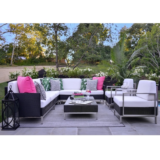 Lloyd Flanders Elements Outdoor Sectional and Lounge Chair Set - LF-ELEMENTS-SET14