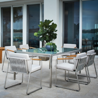 Lloyd Flanders Elevations Dining Set for 6 with Elements Table - LF-ELEVATION-SET1