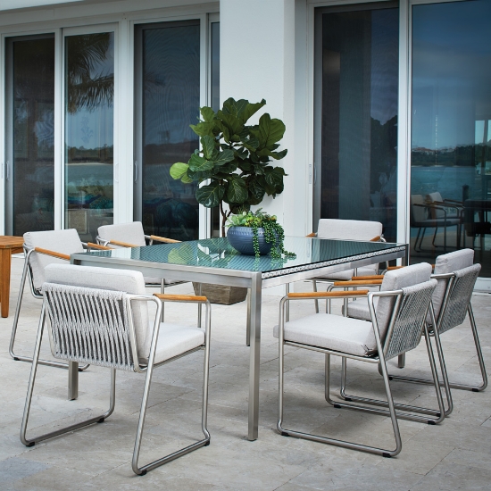 Lloyd Flanders Elevations Dining Set for 6 with Elements Table - LF-ELEVATION-SET1
