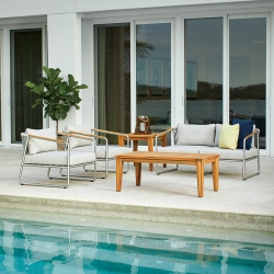 Lloyd Flanders Elevation Patio Set with Teak Tables - LF-ELEVATION-SET2