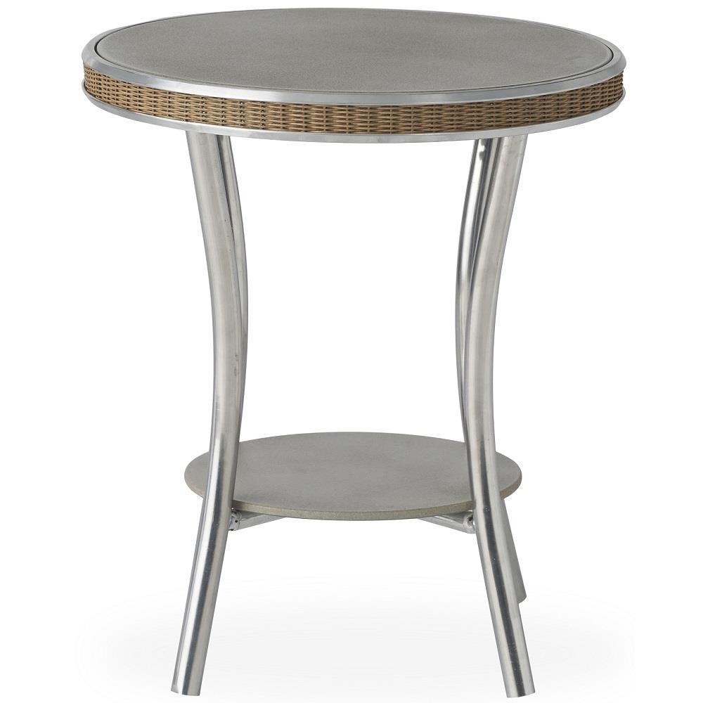 Lloyd Flanders Essence 20" Round End Table with Taupe Glass - 196043