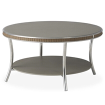 Essence 33" Round Cocktail Table with Taupe Glass