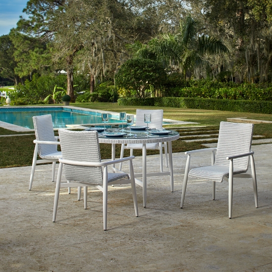 Fairview wicker dining table with glass top