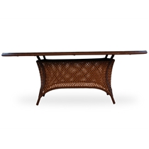 Grand Traverse Large Woven Vinyl Oval Glass Top Dining Table