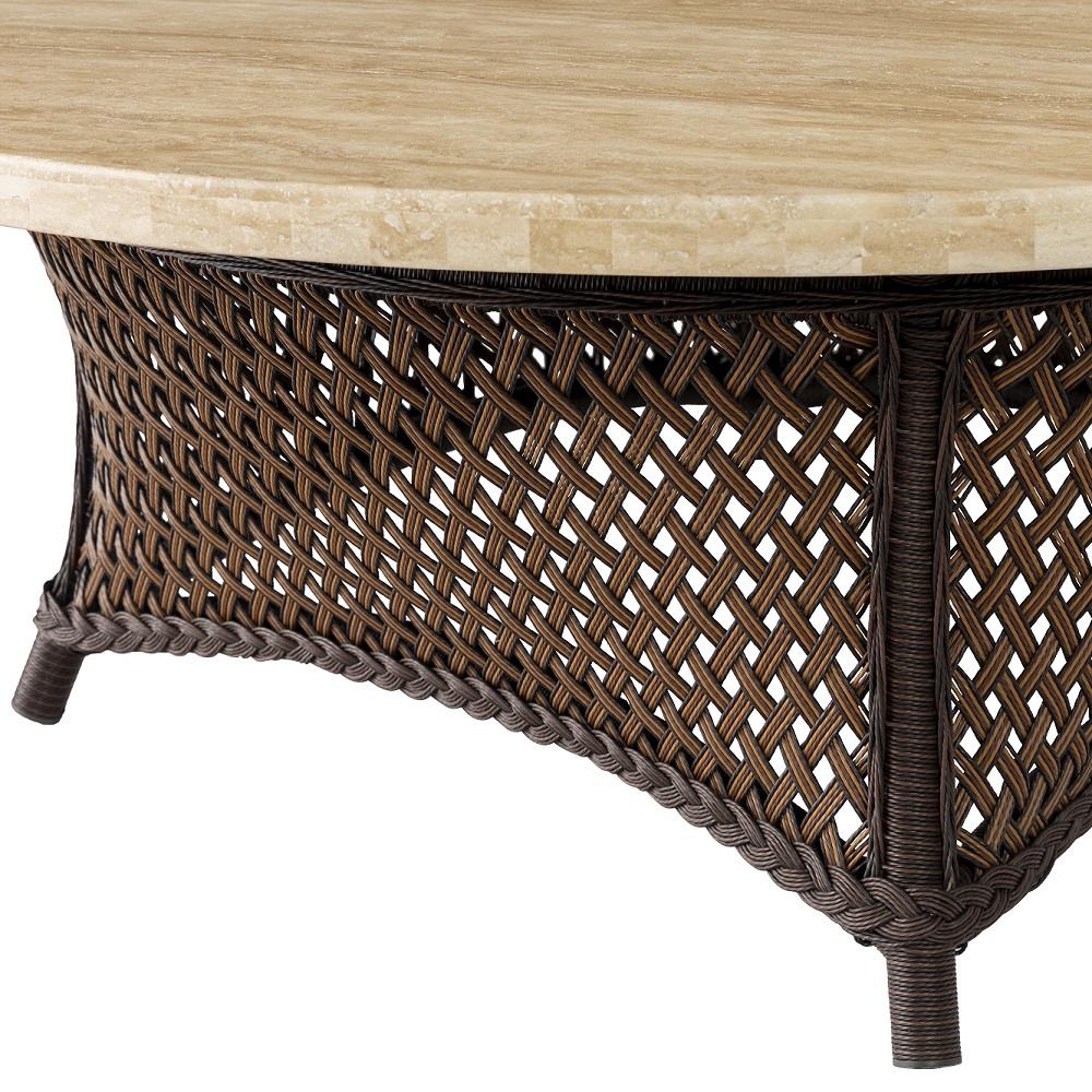 Grand Traverse 48" Round Umbrella Chat Table with Travertine Time - 71941