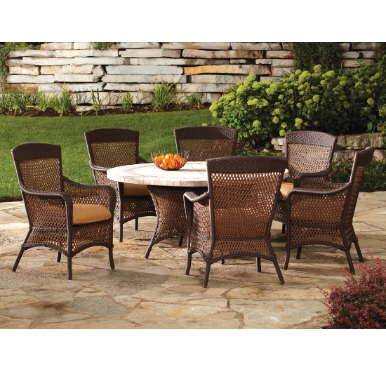 Grand Traverse Woven Vinyl Wicker Dining Arm Chair - 71301