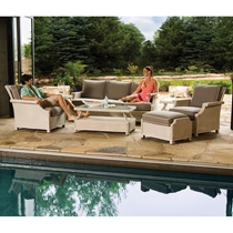 Hamptons Wicker Patio Sofa and Lounge Chairs Set