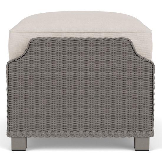 Lloyd Flanders Hamptons Wicker Ottoman Side View