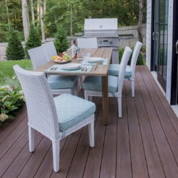 Lloyd Flanders Hamptons Wicker Dining Chairs with Teak Table Set - LF-HAMPTONS-SET16