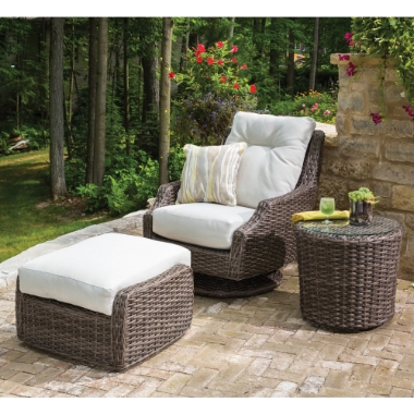 Lloyd Flanders  Largo High Back Swivel Rocker Lounge with Ottoman and Side Table Set - LF-LARGO-SET9