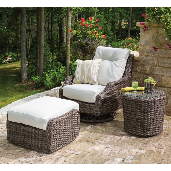 Lloyd Flanders  Largo High Back Swivel Rocker Lounge with Ottoman and Side Table Set - LF-LARGO-SET9