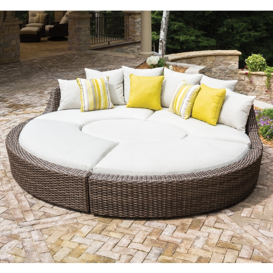 Largo Vinyl Oval Wicker Ottoman - 241027