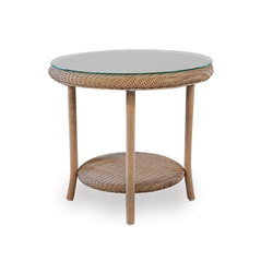 Lloyd Flanders 24 Inch Round End Table with Woven Top and Lay on Glass - 86243