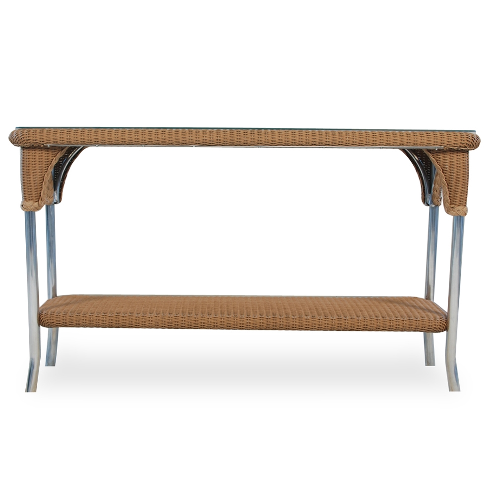 Lloyd Flanders Wicker Console Table, Wicker Console Table With Glass Top