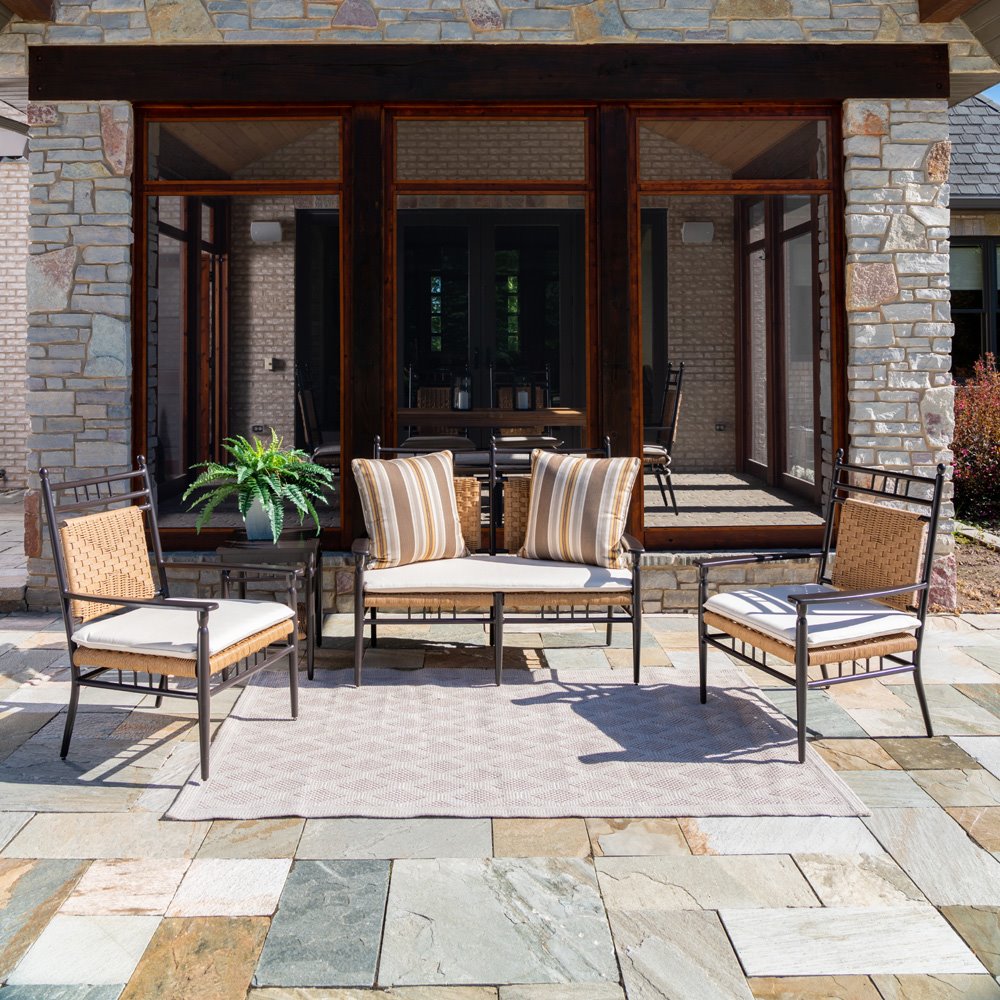 Outdoor woven vinyl furniture set