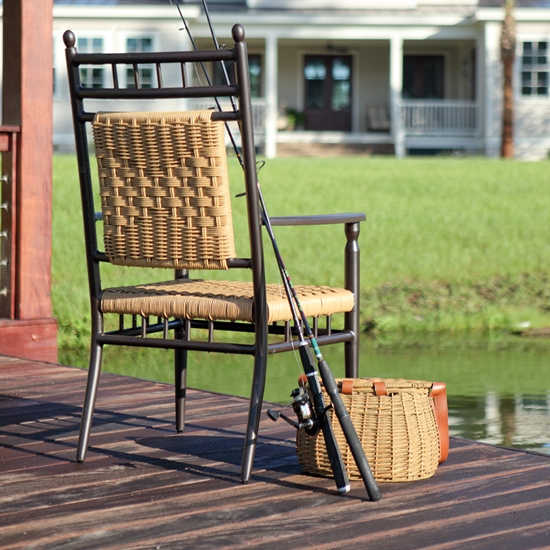 Low Country Woven Vinyl Wicker Dining Arm Chair - 77001