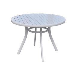 Lloyd Flanders Lux 42 Round Aluminum Slat Top Dining Table in Gloss White - 54342-801