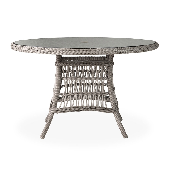 Mackinac 48" Round Umbrella Dining Table with Woven Top front view