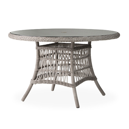 Lloyd Flanders Mackinac 48" Round Umbrella Dining Table with Woven Top - 273248