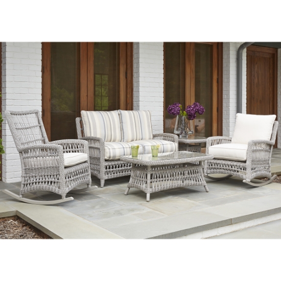 Mackinac High Back Woven Vinyl Wicker Porch Rocker - 273036
