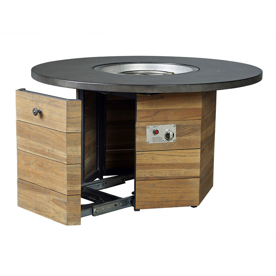 teak base fire table