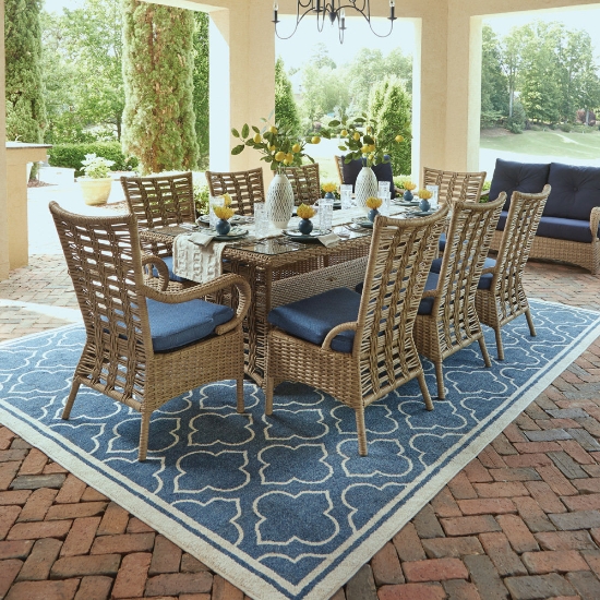 Lloyd Flanders Magnolia Traditional Outdoor Wicker Dining Set for 8 - LF-MAGNOLIA-SET1