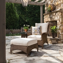 Mandalay Outdoor Wicker Lounge Chair and Ottoman Set