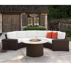 Lloyd Flanders Mesa Curved Sectional Set with Fire Pit Table - LF-MESA-SET7