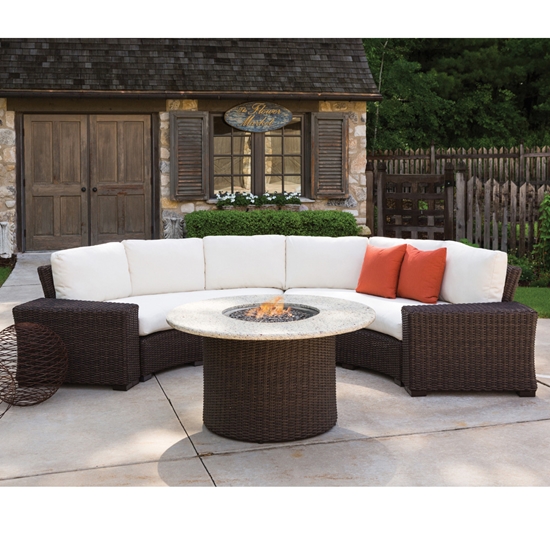 Mesa Woven Vinyl Wicker Round Fire Pit Table - 298099