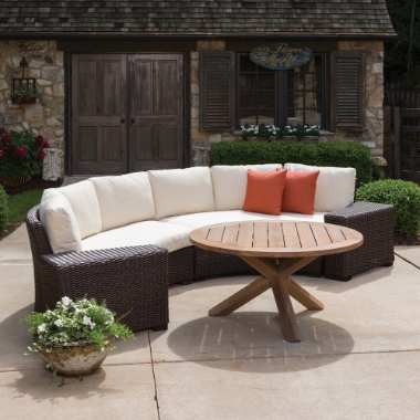 Lloyd Flanders Mesa Curved Sectional Set with Teak Table - LF-MESA-SET8