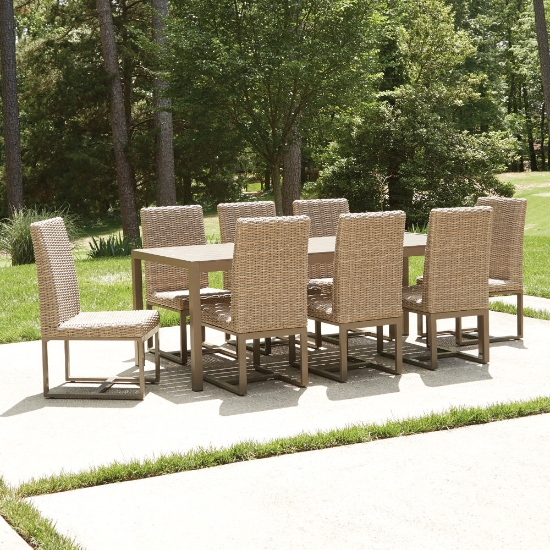 Lloyd Flanders Milan Modern Outdoor Wicker Dining Set for 8 - LF-MILAN-SET1
