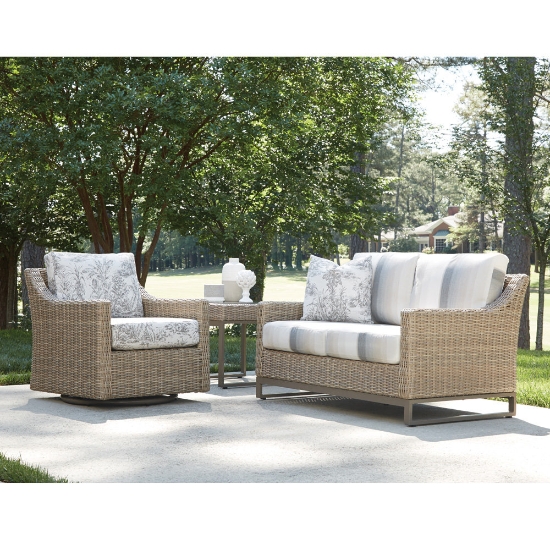 Lloyd Flanders Milan Wicker Loveseat and Swivel Glider Outdoor Wicker Set - LF-MILAN-SET4