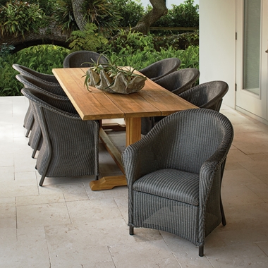 Lloyd Flanders Reflections Outdoor Wicker Dining Set for 8 with Teak Table - LF-REFLECTIONS-SET23