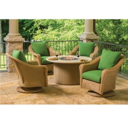 Lloyd Flanders Reflections Wicker Swivel Rocker Chair Set with Fire Table - LF-REFLECTIONS-SET4